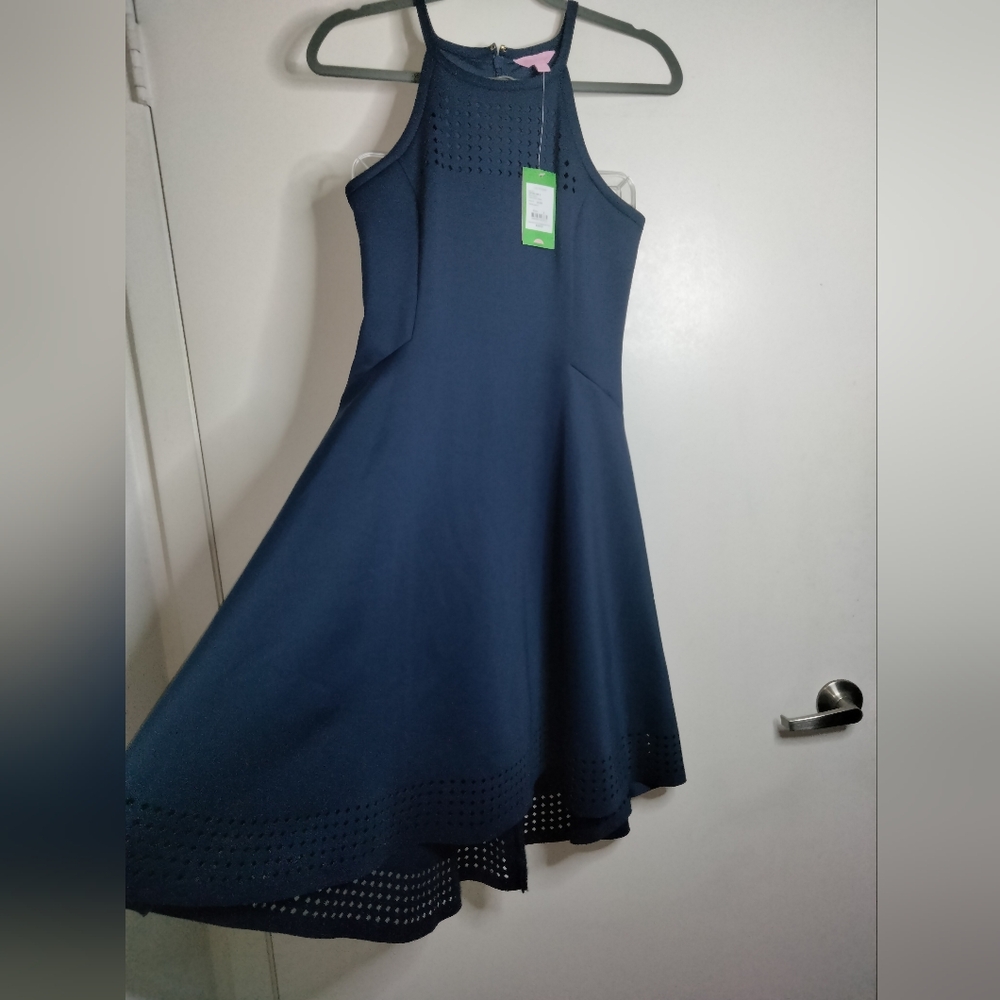 Lilly Pulitzer (Size S) Navy Blue Sleeveless Aurelia Hi-Lo Midi Dress (NEW-NWT) - Picture 10 of 13